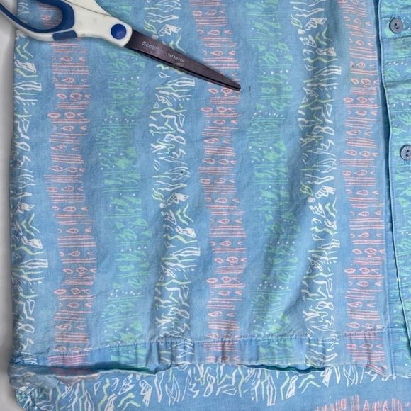 Vintage Gotcha Short Sleeve Faded Reverse Blue Casual Button Down Shirt Sz Lg - Picture 10 of 10